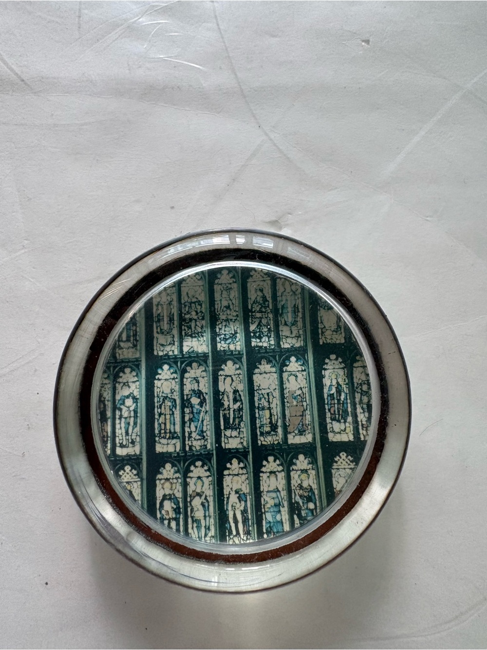 VINTAGE PAPERWEIGHT Stain Glass Windows From Chapel